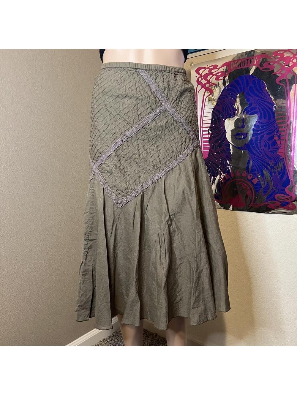 Vintage O Neil Brown Lace Pannel Maxi Skirt